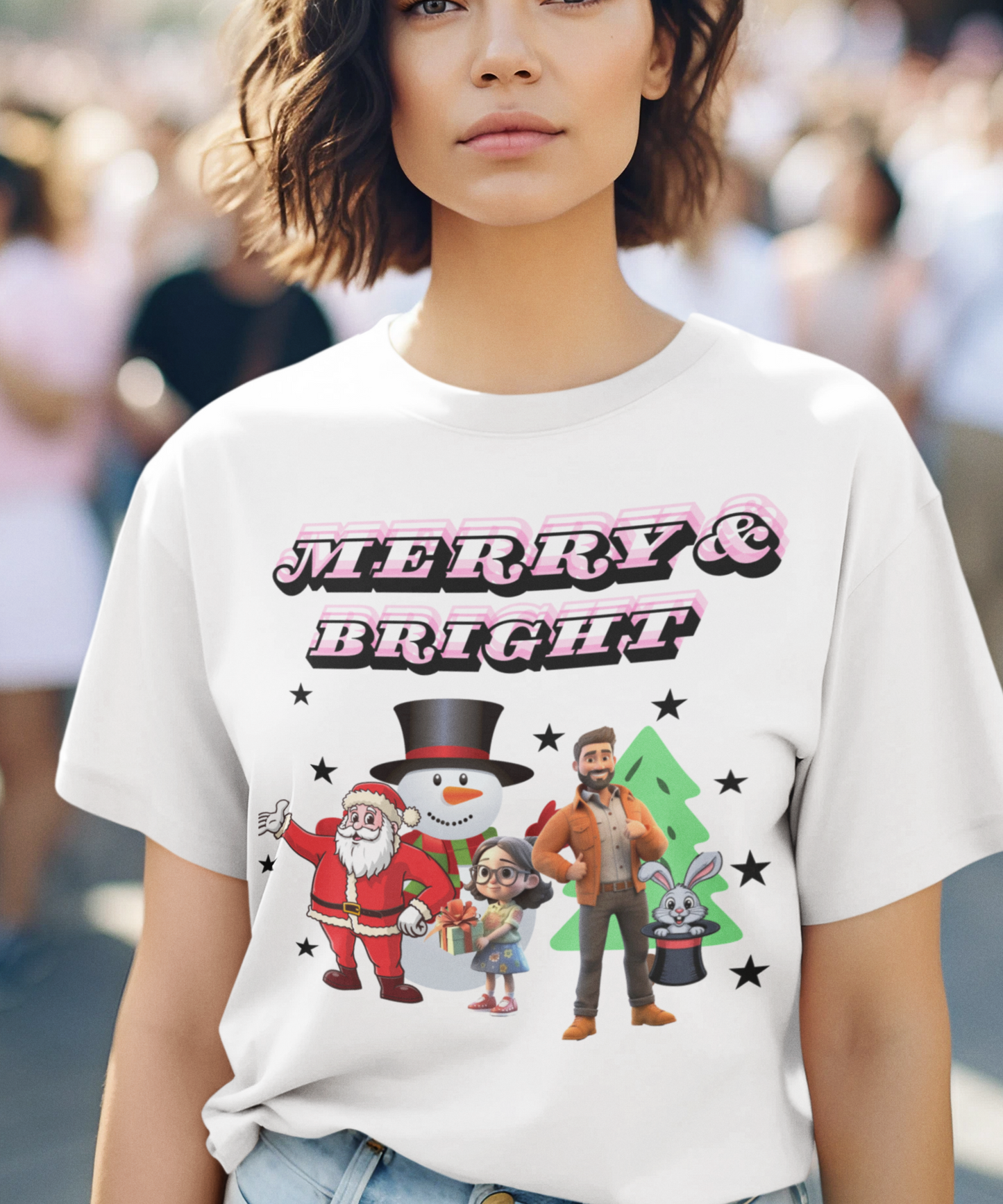 Merry & Bright Cotton Unisex T shirt