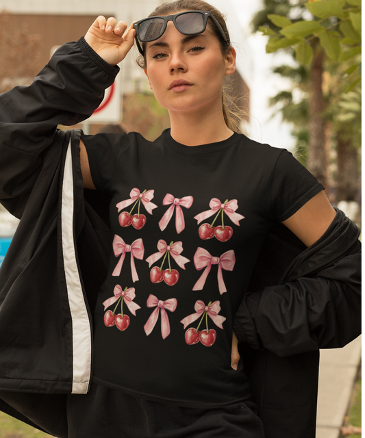 Cherry Bow Cotton unisex T shirt