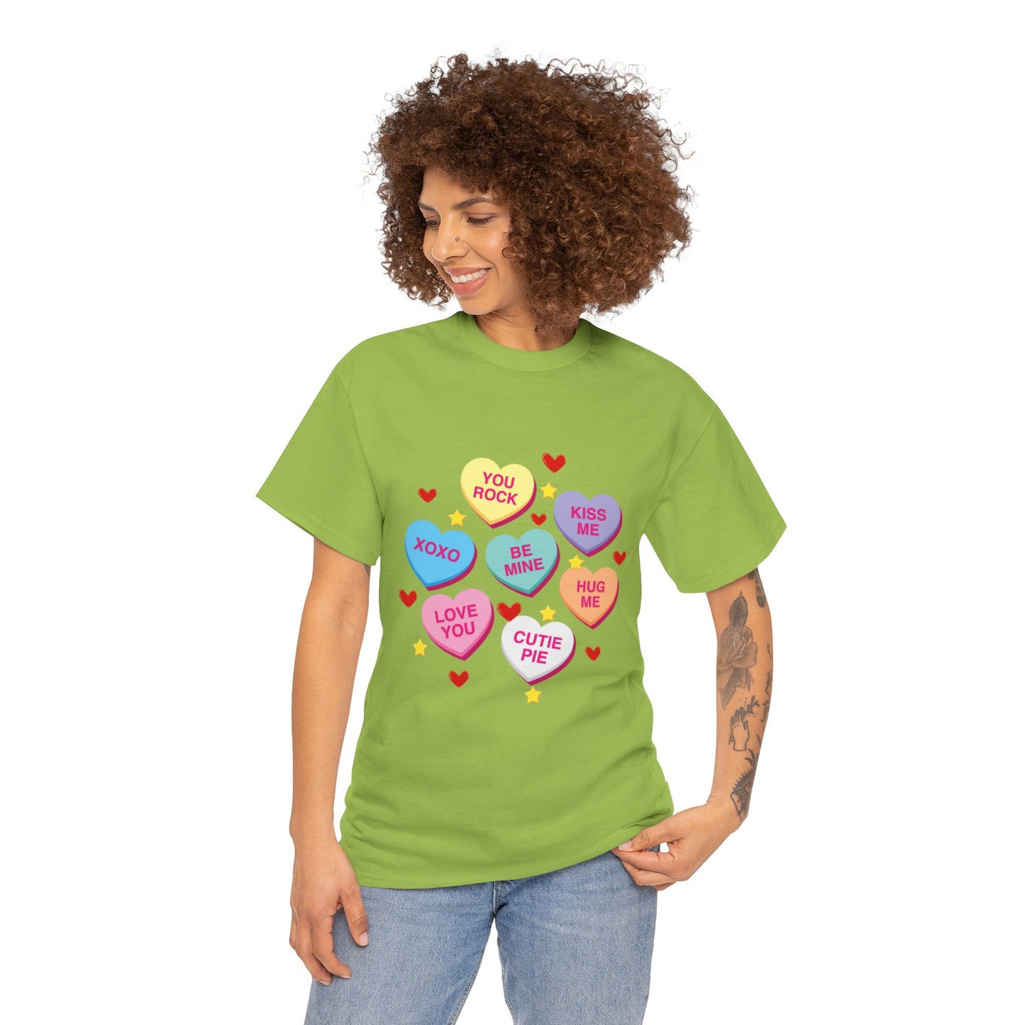 Candy Heart Valentine Cotton unisex t shirt