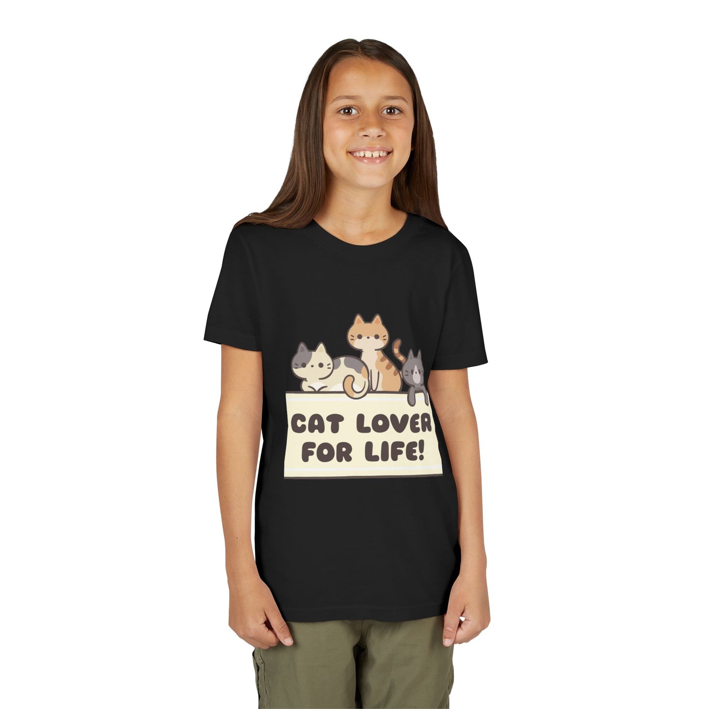 Youth Brown Cute Cat Lover T-shirt