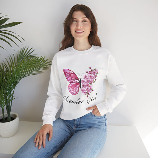 November Girl Butterfly Birthday Sweatshirt