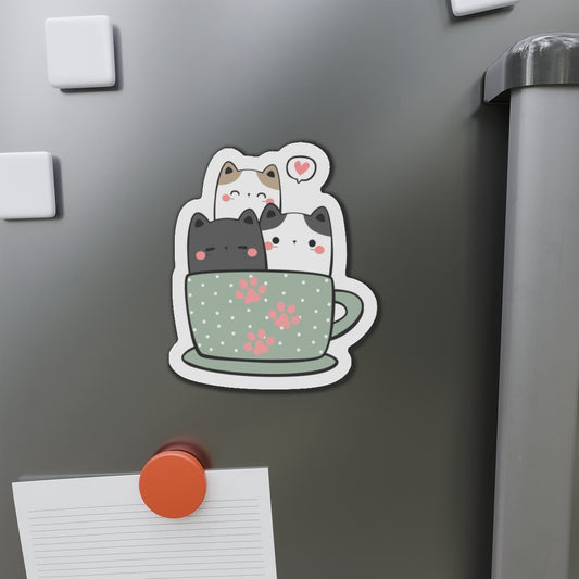 Cute Cat Mug Die-Cut Magnet