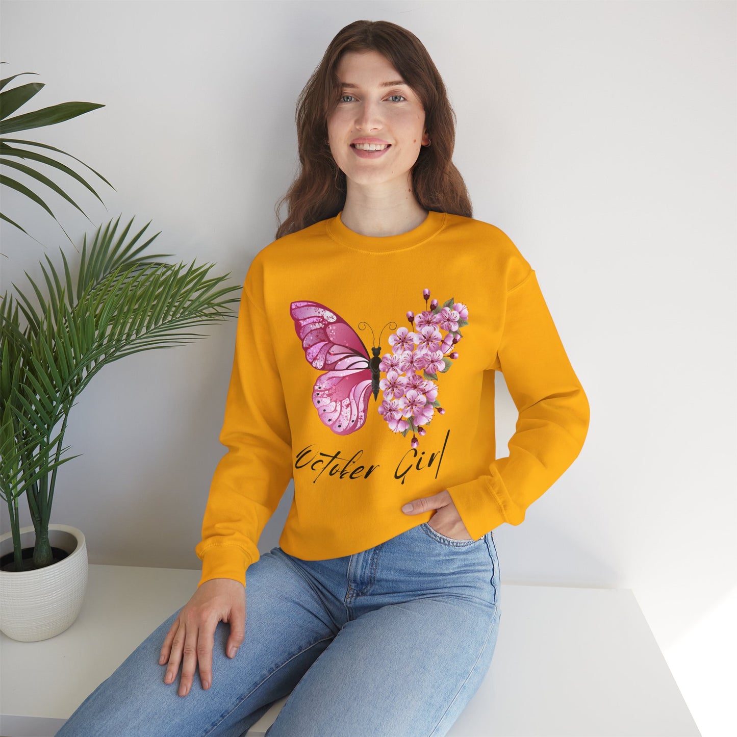 October Girl Butterfly Birthday  Sweatshirt