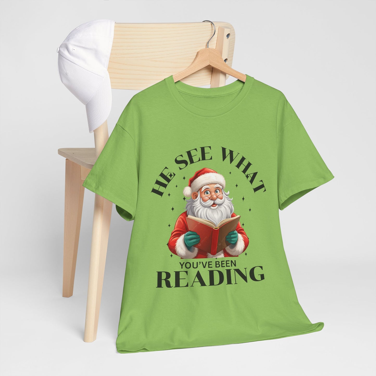 Santa Reading Christmas  cotton unisex T-Shirt