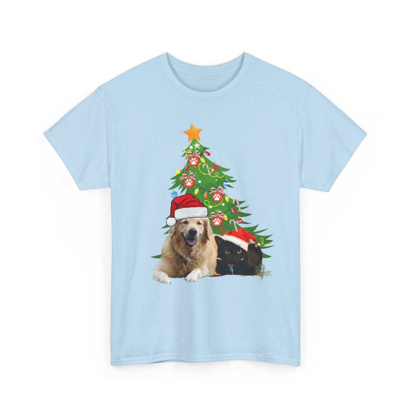 Christmas Dog and cat cotton unisex T- shirt