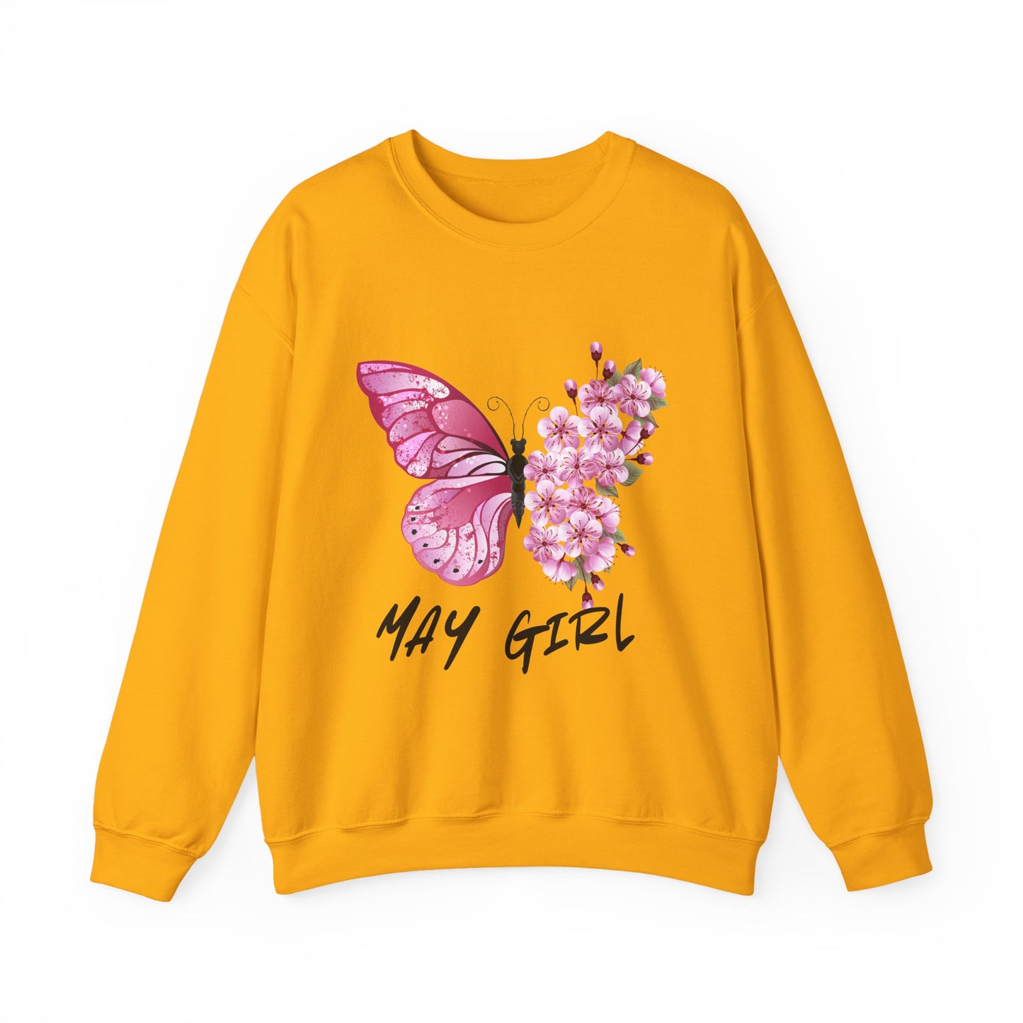 May Girl Butterfly Birthday Sweatshirt