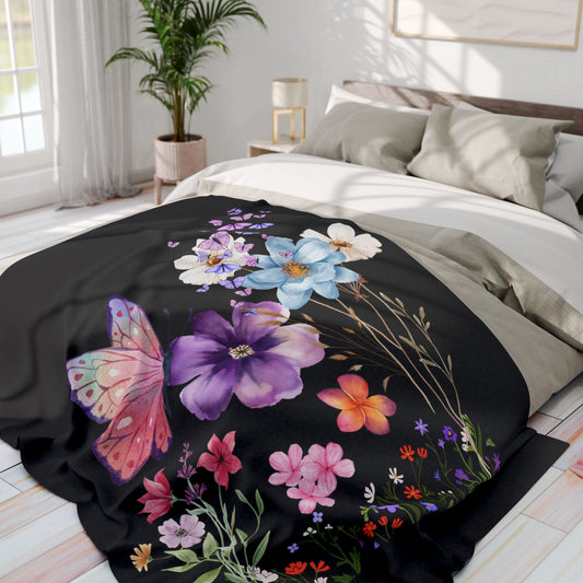 Floral Butterfly Arctic Fleece Blanket