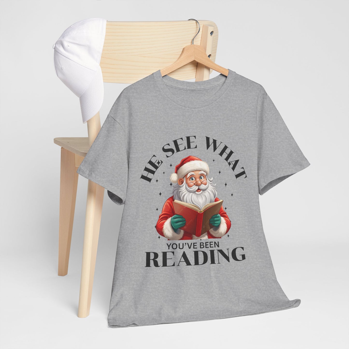 Santa Reading Christmas  cotton unisex T-Shirt