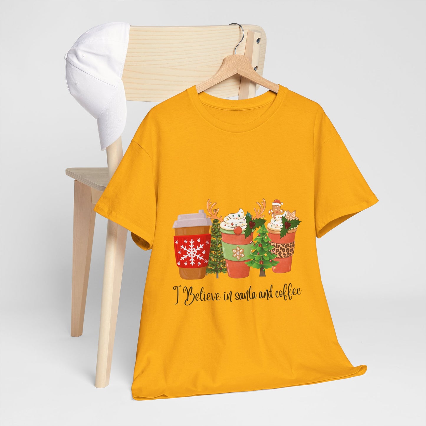 Believe in Santa and Coffee Cotton unisex T- shirt