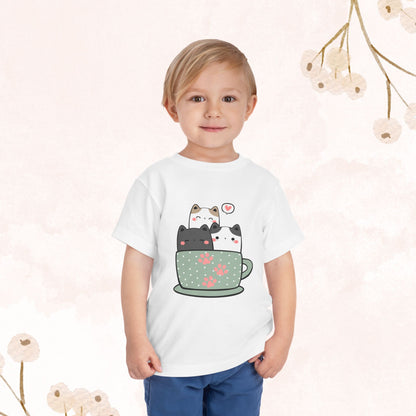 3 Cat Cup Toddler Short Sleeve Tee