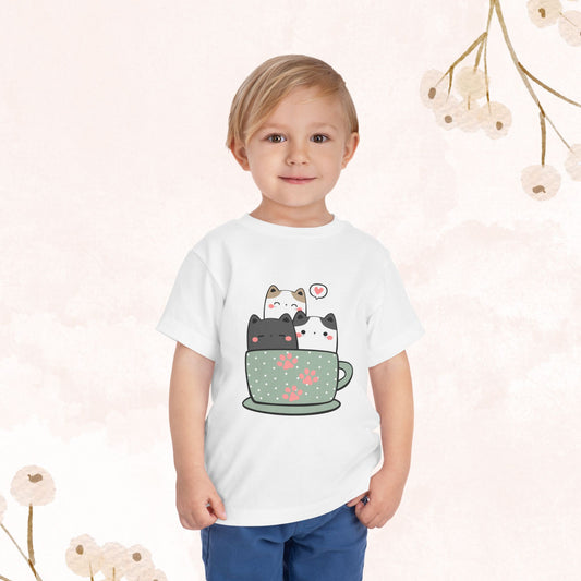 3 Cat Cup Toddler Short Sleeve Tee