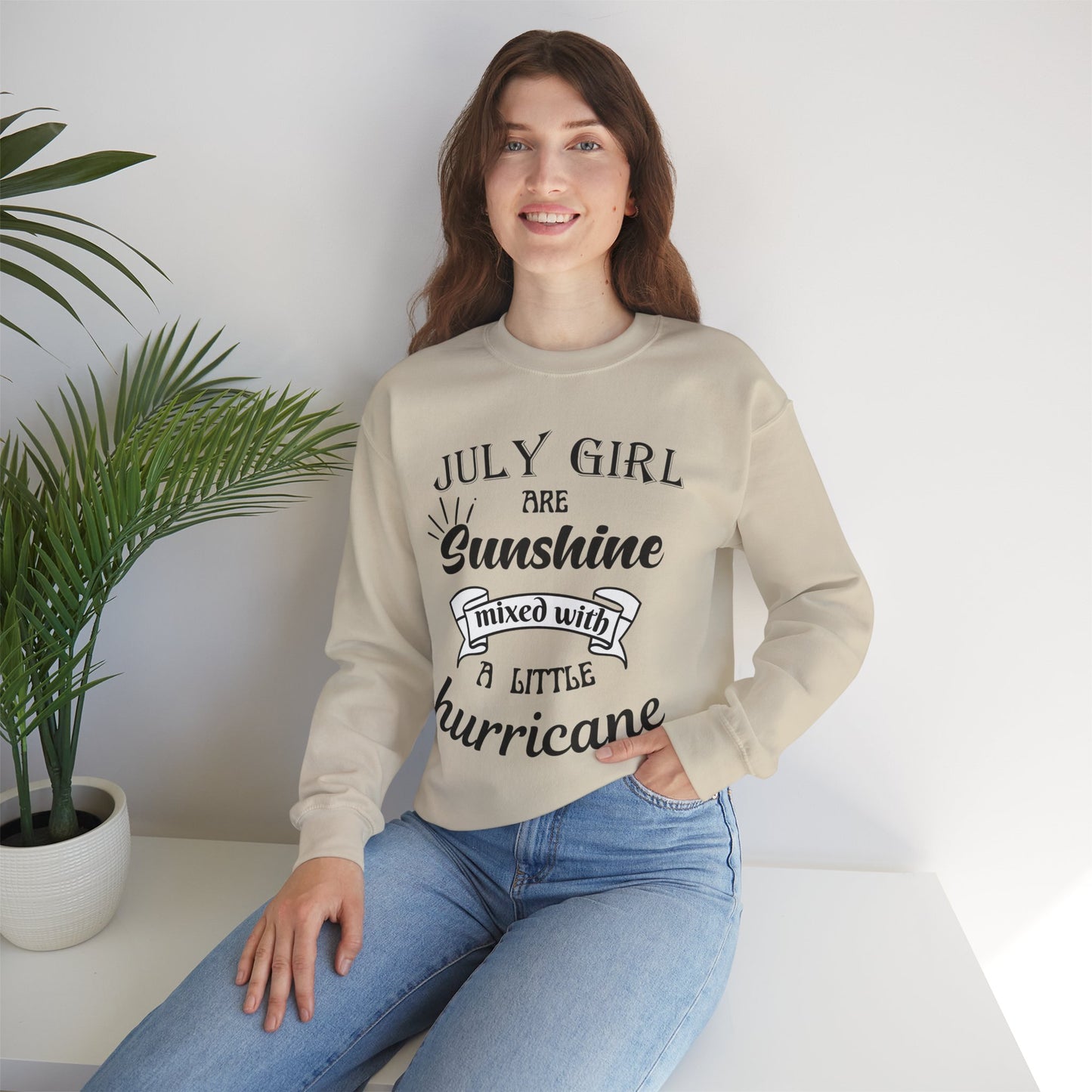 July Girl Birthday Sunshine Mixed With A Little Hurricane Unisex Sweatshirt