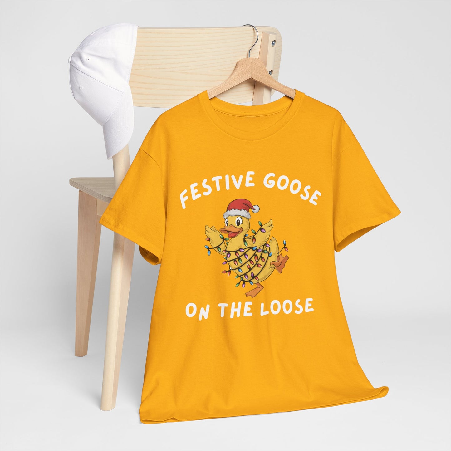 Festive Goose On The Loose cotton Unisex T-Shirt