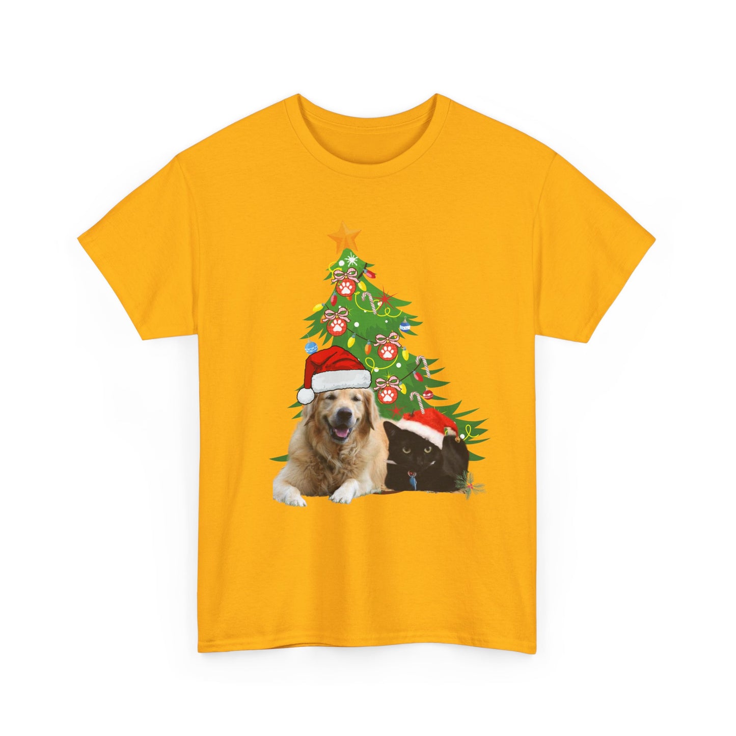 Christmas Dog and cat cotton unisex T- shirt