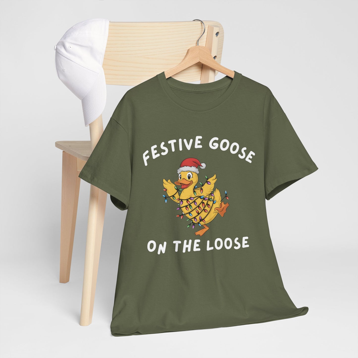 Festive Goose On The Loose cotton Unisex T-Shirt