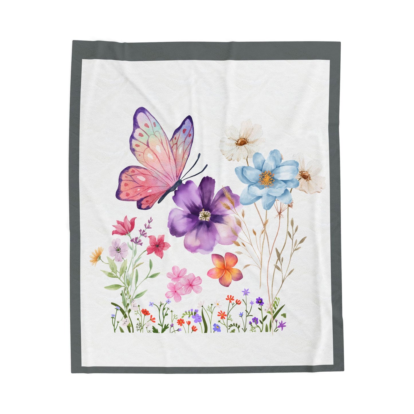 Floral Butterflies Velveteen Plush Blanket