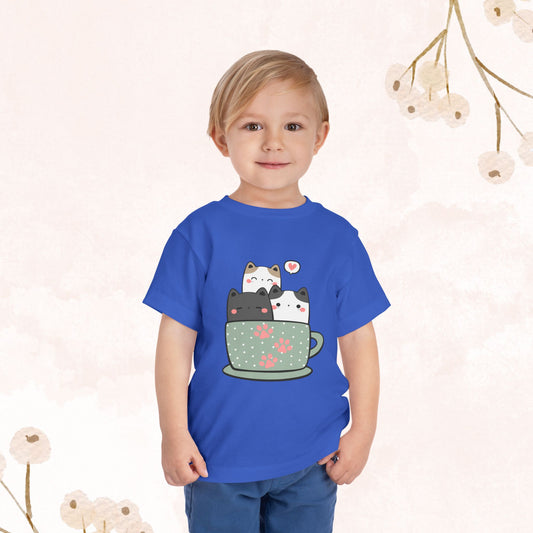 3 Cat Cup Toddler Short Sleeve Tee
