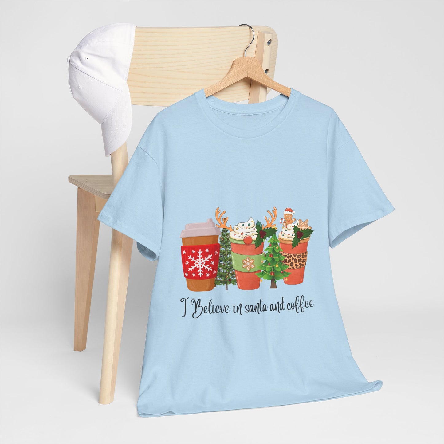 Believe in Santa and Coffee Cotton unisex T- shirt