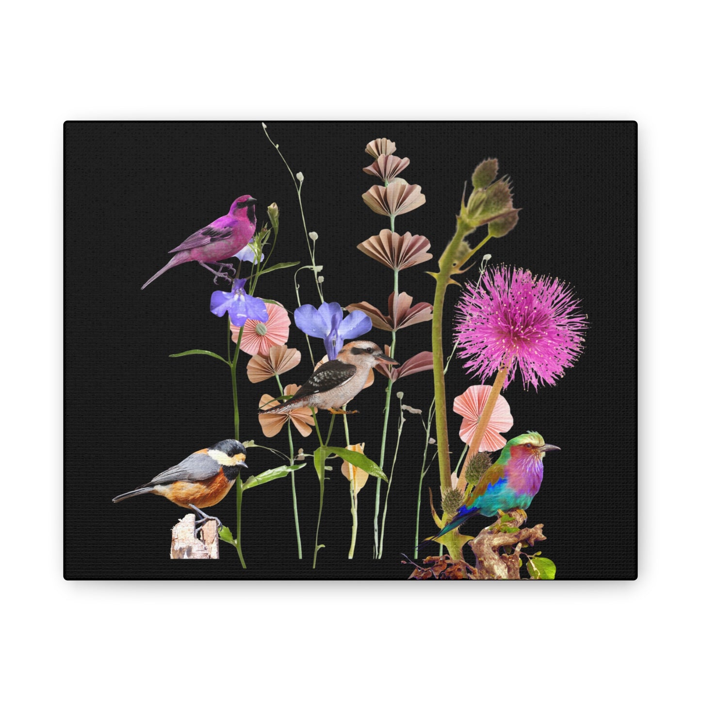 Colourful  Bird & Flower Canvas Art