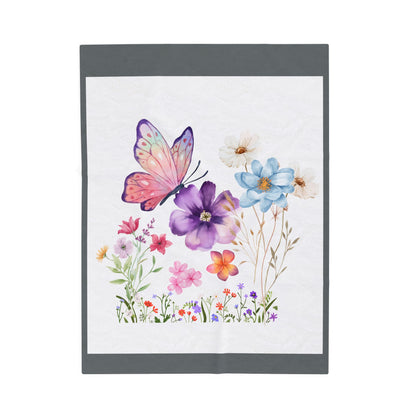 Floral Butterflies Velveteen Plush Blanket