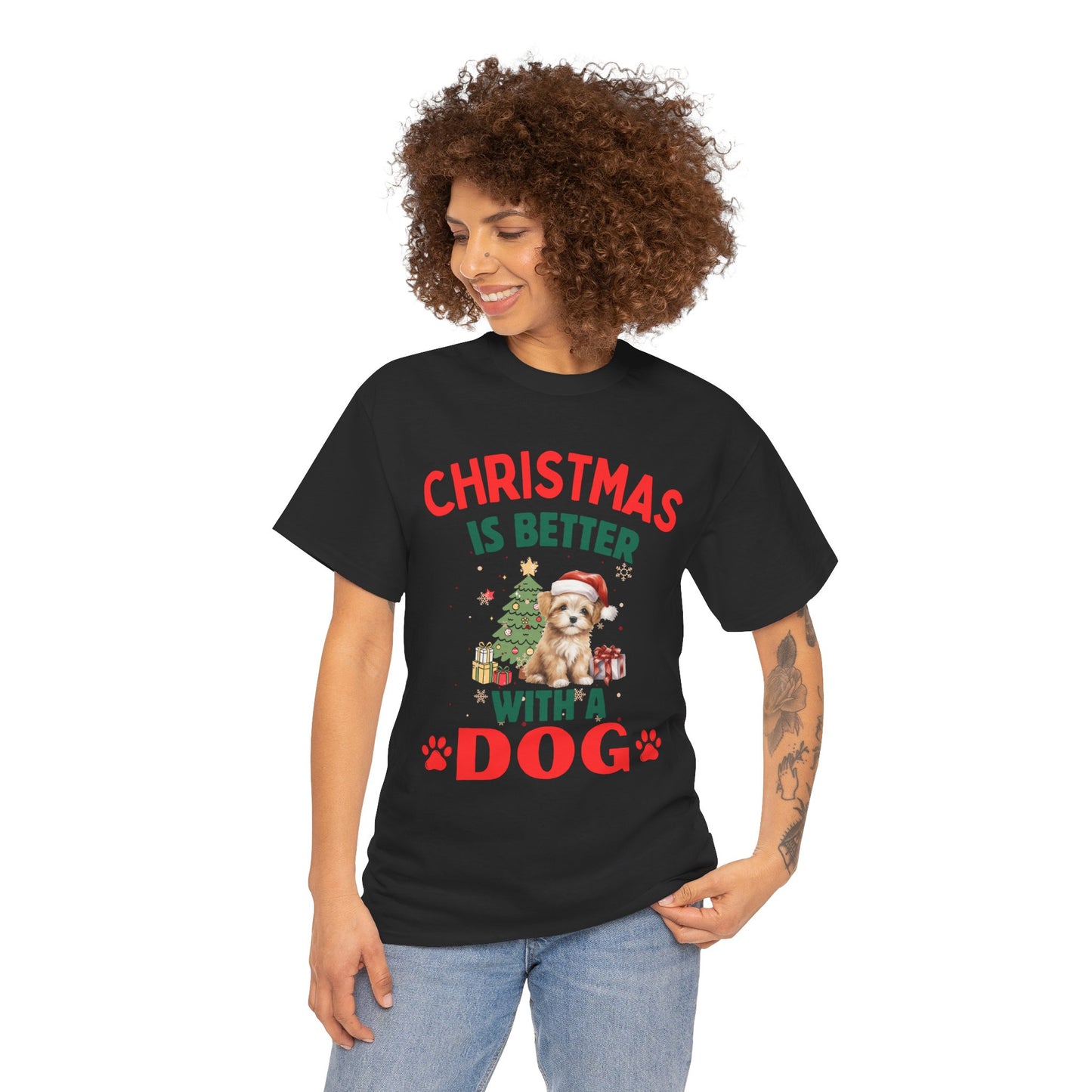 Christmas is better with a Dog Cotton Unisex T-shirt