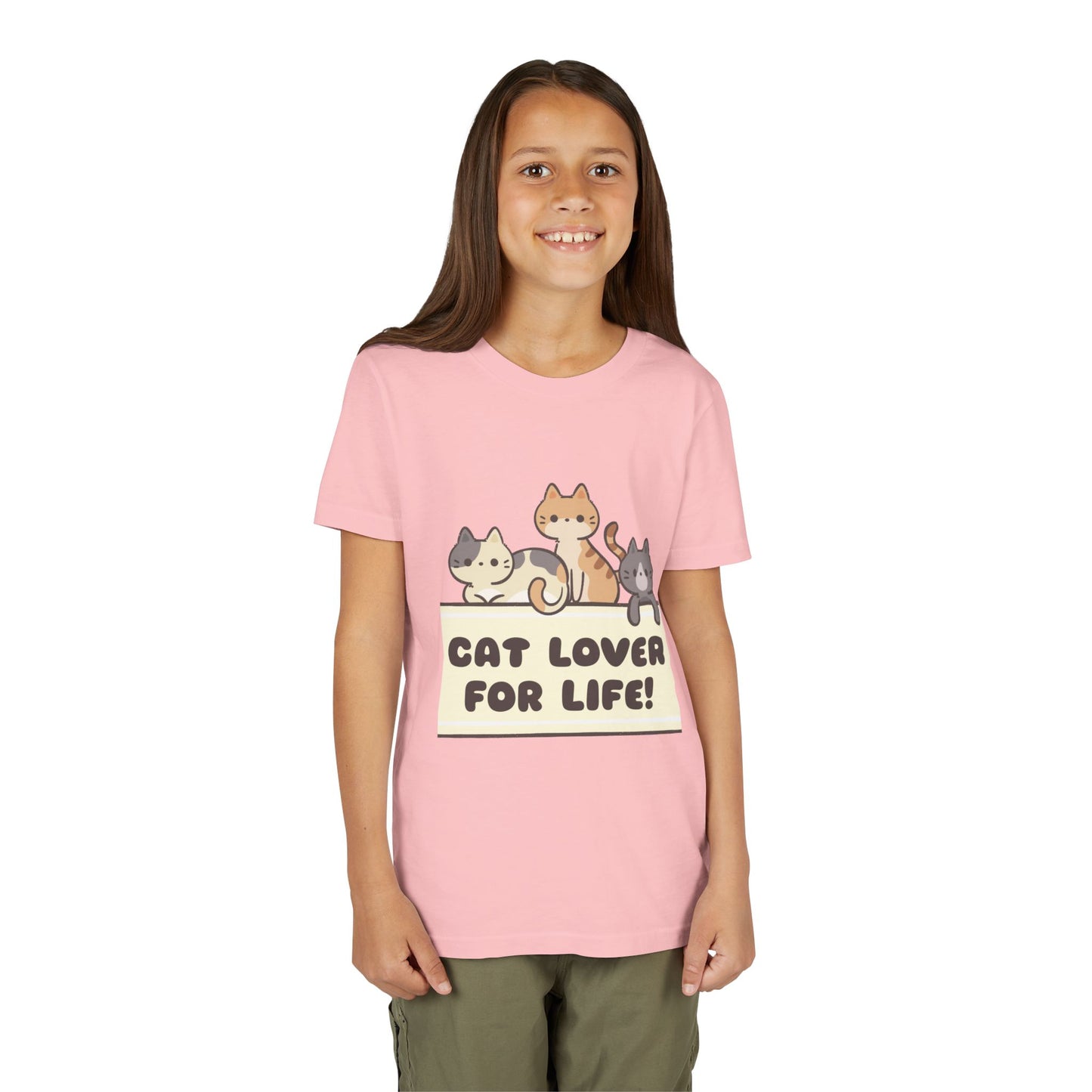 Youth Brown Cute Cat Lover T-shirt