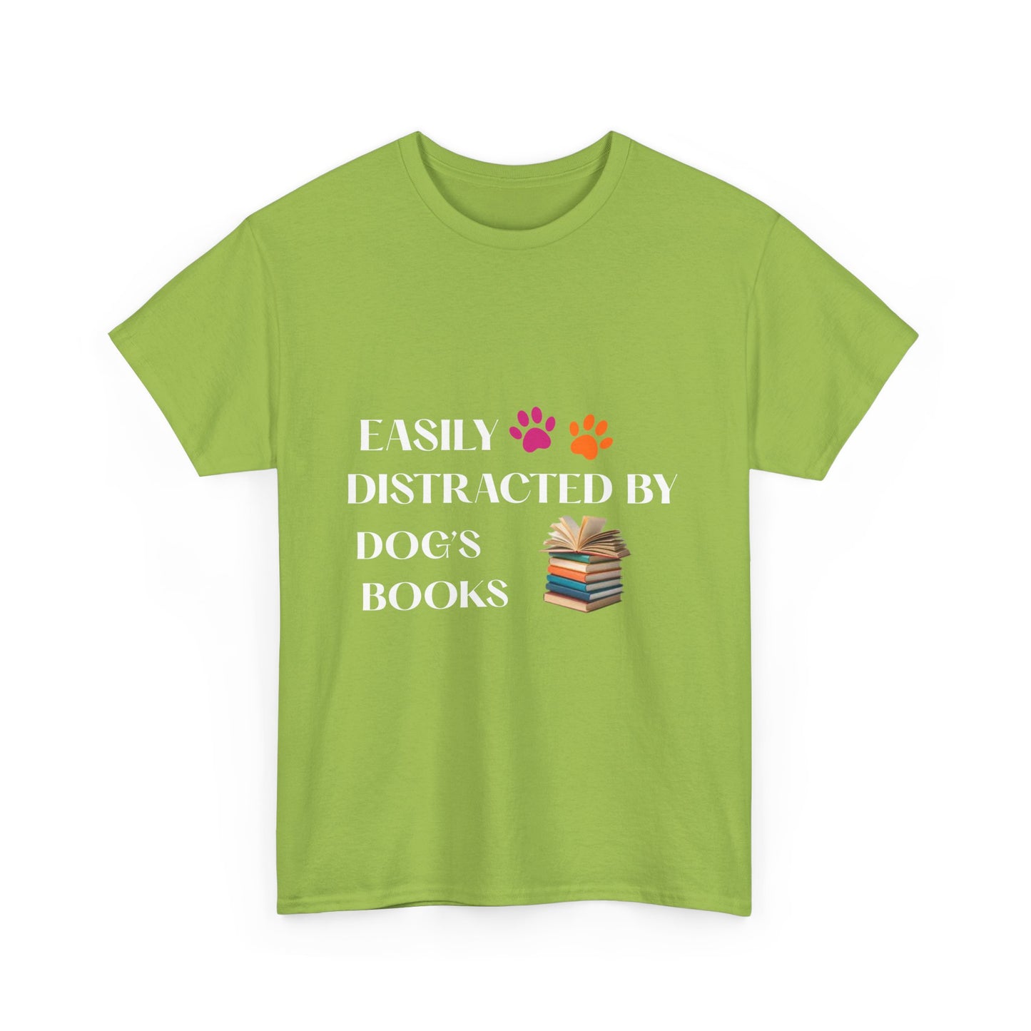 Easily Distracted by Dogs & Books Cotton Unisex T-shirt