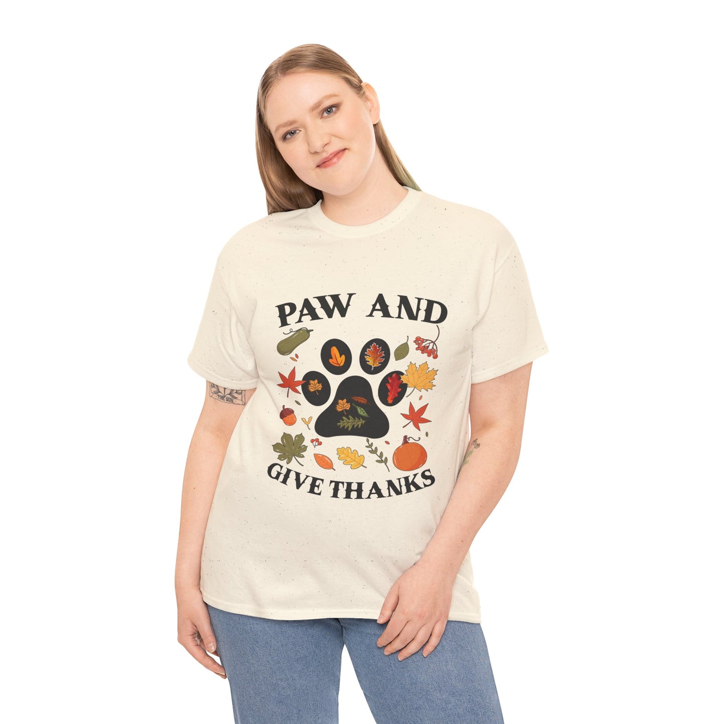 Paw and Give Thanks Fall Cotton Unisex T-shirt