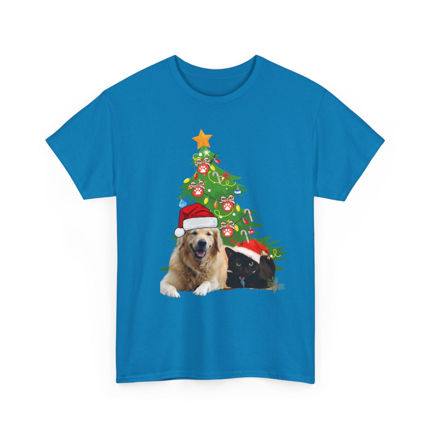 Christmas Dog and cat cotton unisex T- shirt