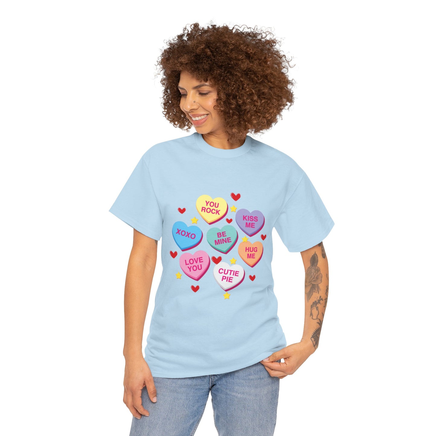 Candy Heart Valentine Cotton unisex t shirt