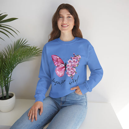 August Girl Butterfly Birthday Sweatshirt