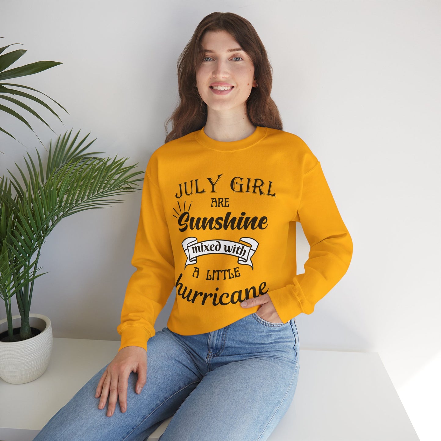 July Girl Birthday Sunshine Mixed With A Little Hurricane Unisex Sweatshirt